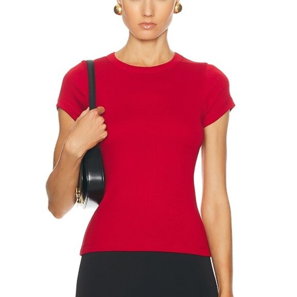 New LESET The Margo Tee in Lipstick red t shirt short sleeve - Picture 1 of 5